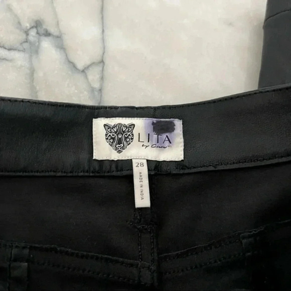 NEW LITA by Ciara - Wanted Wide Leg Leather Pant in Black - Size 28 B52 - Picture 6 of 7